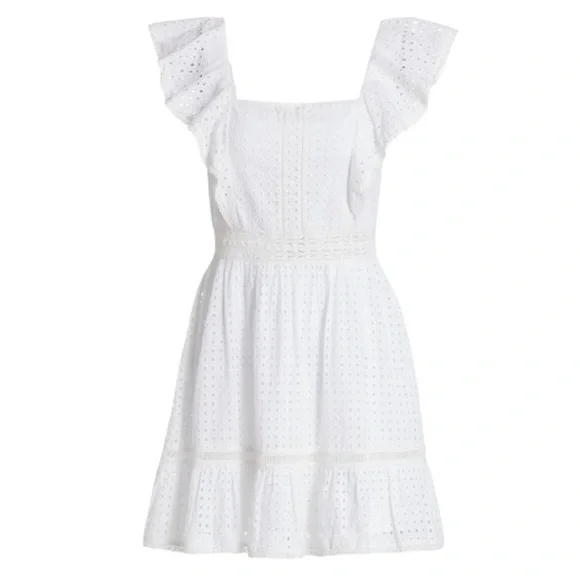 Alice + Olivia Remada Ruffled Broderie Anglaise Cotton Mini‎ Dress White NWT - Picture 10 of 16